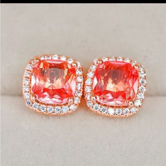 Rose Gold Champagne Diamond Studs New in gift box - Picture 1 of 2